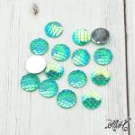  Türkiz pikkely mintás kaboshon (12mm)