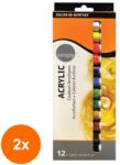 Daler-Rowney Set 2 x Culori Acrilice Simply Daler Rowney, 12 Tuburi x 12 ml (CUL-2xFL126500012)