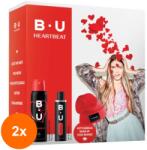 BU Set 2 x Caseta Cadou Apa de Toaleta, BU Heartbeat, 50 ml, Deodorant Spray, 150 ml si Caciula