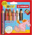 STABILO woody 3 in 1 Anniversary Edition Unikornis Színes ceruza, 6 db + hegyező