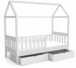 JOHNY házikó formájú gyerekágy leesésgátlóval 90x200 - fehér (1000089857)