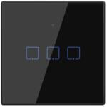 ELMARK Intrerupator triplu Touch negru sticla 1000W inteligent Smart Wi-Fi, 195009/BL (195009/BL)