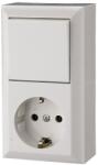 GAO BUSINESS LINE F. SZ. 1-es dugalj + váltó kapcsoló, fehér, komplett, földelt, 16A, 250V, 60Hz, IP20 f (0314H)