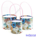  Virágmintás műanyag füles papírdoboz 3db/szett - 65