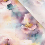 Takoy Enyhén elasztikus műselyem / silky anyag rózsaszín akvarell virágok Lulu