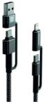 SWISSTEN Cablu Date Swissten Kevlar 4in1 USB-A + USB-C/Lightning + USB-C 60W 3A 1.5m Gri