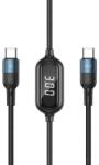 REMAX Litxn USB Type-C - USB Type-C kábel 60W PD áramerősség kijelzéssel 1m fekete (RC-193a)