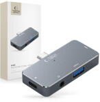 Tech-Protect Hub adaptor Tech-Protect V6 pentru laptop și dispozitive compatibile, 4-in-1 multifuncțional, gri - pcone