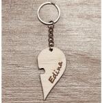  Gravírozott neves fa kulcstartó - Edina - Páros ajándék (NKT003)