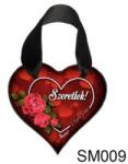  Szív tábla akasztóval-Szeretlek love you - Szerelmes ajándékok - Valentin napi ajándékok (SM009)