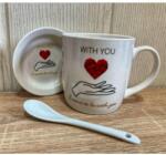  Bögre szett kiskanállal alátéttel 3 dl - With you - Szerelmes ajándék - Valentin napi ajándék (CQ01073)