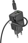 hoco. fali töltő USB A + Type C + kábel Type C - Lightning PD QC3.0 3A 20W N61 fekete