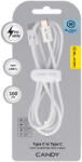 Blavec Cable Candy fonott - Type C to Type C - PD 60W 3A 1 méter (CCA-CC3W10) fehér