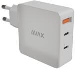 AVAX CH921W PRIME 140W GaN 2x Type C (PD 3.1) + USB A 30W fehér hálózati gyorstöltő