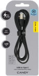 Blavec Cable Candy fonott - USB to Type C - PD 60W 3A 1 méter (CCA-UC3B10) fekete