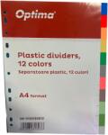 Optima Separatoare plastic color, A4, 120 microni, 12 culori/set, Optima (OP-5130120012) - vexio