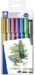 STAEDTLER Dekormarker, 1-2 mm, kúpos, STAEDTLER "8323", 6 különböző metál szín, ajándék fekete tusfilccel (TS8323SWP6P) - tintasziget