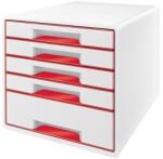 Leitz Irattároló, műanyag, 5 fiókos, LEITZ "Wow Cube", fehér/piros (E52142026) - tintasziget