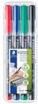 STAEDTLER Alkoholos marker készlet, OHP, 0, 4 mm, STAEDTLER "Lumocolor® 313 S", 4 különböző szín (TS313WP4) - tintasziget