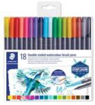 STAEDTLER Ecsetirón készlet, 0, 5-0, 8/1, 0-6, 0 mm, kétvégű, STAEDTLER "3001", 18 szín (TS3001TB18) - tintasziget