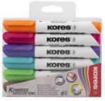 Kores Tábla- és flipchart marker készlet, 3 mm, kúpos, KORES "K-Marker XW1", 6 különböző szín (IK20802) - tintasziget