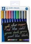 STAEDTLER Kalligrafikus marker készlet, STAEDTLER "8325", 10 különböző metál szín (TS8325TB10) - tintasziget