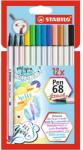 STABILO Ecsetirón készlet, STABILO "Pen 68 brush", 12 különböző szín (TST5681221) - tintasziget