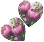  Nyomtatott fa tábla - Tulipános szív 10cm 2db/csomag