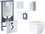 GROHE Rapid SLX - Készlet fali beépítéshez, WC ülőke, SoftClose ülőke, Skate Cosmopolitan gombok és bedobható tabletta készlet, matt króm SANI11BB2130 (SANI11BB2130)