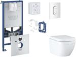 GROHE Rapid SLX - Készlet fali beépítéshez, WC, SoftClose ülőke, Arena Cosmopolitan gombok és bedobható tabletta készlet, Triple Vortex, alpesi fehér SANI11BB3137 (SANI11BB3137)