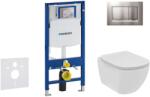 Geberit Duofix - Ideal Standard Tesi falra szerelhető WC és ülőkés szett, Sigma30 gombok, perem nélküli, SoftClose, matt króm/króm 111.300. 00.5 NE7 (111.300.00.5 NE7)