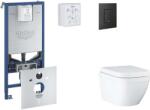 GROHE Rapid SLX - Készlet fali beépítéshez, WC, SoftClose ülőkével és Even gombbal, Triple Vortex, phantom black SANI11BB5104