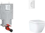 GROHE Uniset - Készlet fali beépítéshez, WC, SoftClose ülőkével és Arena Cosmopolitan gombbal, Triple Vortex, alpesi fehér SANI15BB3106 (SANI15BB3106)