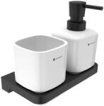 Nimco Maya - Szappanadagoló és pohár tartóval, fehér/fekete MAC 2905831K-T-90 (MAC 2905831K-T-90)