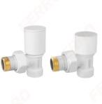 FERRO Polonia Set robineti radiator tur/retur coltari 1/2", alb (ZGB31WH)