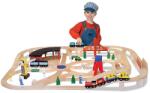 Melissa & Doug Set Trenulet din lemn cu depou Melissa and Doug (MD0701) Trenulet
