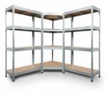 AR Shelving Polcrendszer: 2db nagy teherbírású polc és 1db sarokpolc 180x180x180x45cm HDF polclapokkal