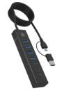 RaidSonic ICY BOX IB-HUB1737-C3 USB 3.2 Gen 1 (3.1 Gen 1) Type-C 5000 Mbit/s Fekete (IB-HUB1737-C3)