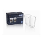 DeLonghi DLSC312 Latte macchiato pohár, üveg, 220ml, duplafalú, átlátszó (2db/csomag) (5513284171)