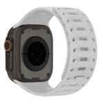 DUX DUCIS Apple Watch Series 10 46mm cs pótszíj (egyedi méret, nagy, szilikon, lyukacsos, mágneses) sötétszürke (GP-164440)
