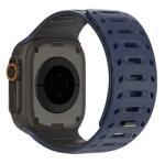 DUX DUCIS Apple Watch Series 10 46mm cs pótszíj (egyedi méret, nagy, szilikon, lyukacsos, mágneses) sötétkék/fekete (GP-164439)