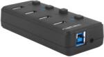 NATEC Mantis 2 aktív hub töltési funkcióval 4x USB 3.0 HUB, kapcsoló, hálózati adapter (NHU-1557)