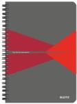 Leitz Spirálfüzet, A5, kockás, 90 lap, laminált karton borító, LEITZ „Office, szürke-piros (44580025.00)