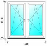  150×150 Tokosztott nyb/nyb műanyag ablak