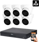 DAHUA 6 dome kamerás 8MP 4K kamera rendszer szett 30 méter éjjellátással (HAC-DOME-30M-8MP-6)
