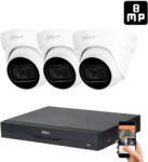 DAHUA 3 dome kamerás 8MP 4K kamera rendszer szett 30 méter éjjellátással (HAC-DOME-30M-8MP-3)