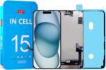 Apple iPhone 15, LCD kijelző érintőplexivel + ragasztó (LTPS ZY COF FHD1080P IC CSERE TÁMOGATÁSSAL), fekete