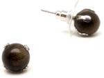 R. M. ékszer Fülbevaló acél karmos golyó ezüst obszidián 10mm (087007)