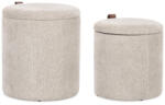 Bizzotto Set 2 tabureti mdf textil gri piele maro Katia 34.5x36 cm; 39x44 cm (0721742)
