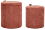 Bizzotto Set 2 tabureti mdf textil caramiziu piele maro Katia 34.5x36 cm; 39x44 cm (0721741)